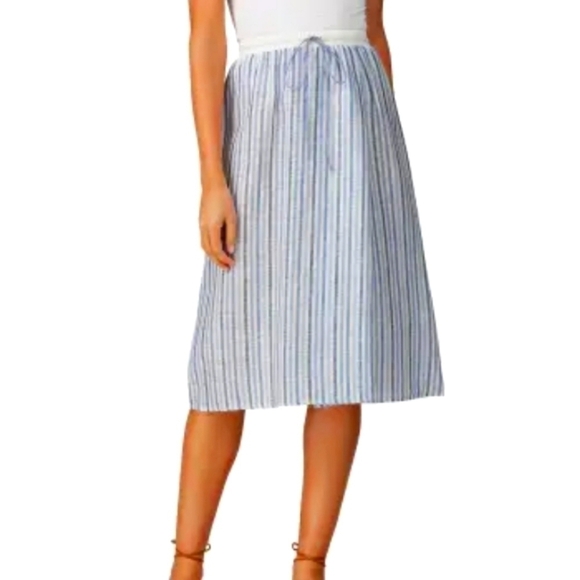 Sita Murt striped knee length linen skirt blue 4 - Picture 2 of 10
